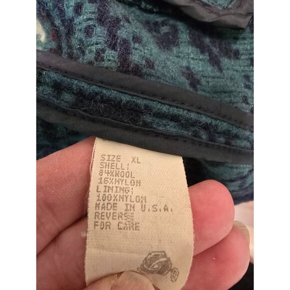 Vintage Eastern Mountain Sports Hooded Wool Jacket With Nordic Snowflake Pattern - Picture 9 of 9